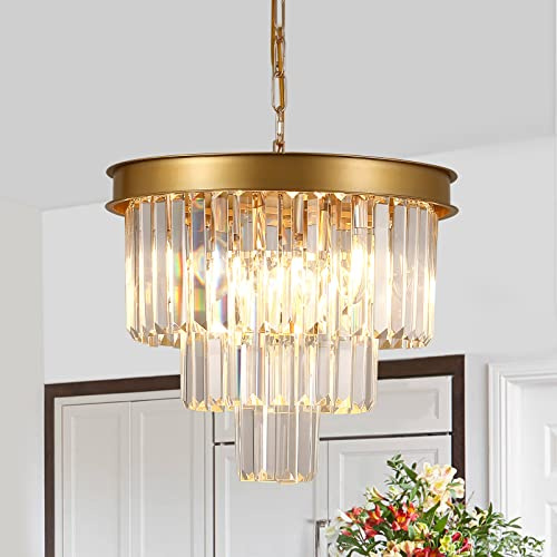 Taklampor moderna kristallkronor 24 tum/60 cm K9 kristallkrona rund topp justerbar taklampa K9 kristall hängande lampa 4 nivåer 12 lampor för matsal S