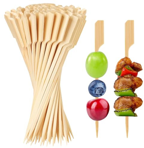 YIZWINS 200 PCS Pique Brochette de 9 cm, Brochettes à Cocktail, Brochettes en Bois pour Verres à Cocktail, Cure Dent Bois, Cueilleur de Fête, Brochettes en Bambou pour Amuse-Gueules en Bois