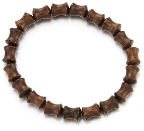 COOLSTEELANDBEYOND Homme Femme en Bois Baril Perles Bracelet, Inspiré par la Nature Brun Bois, Vague Forme Design, Rustique Boho Style