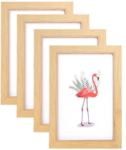 NIEEKRUN 4 Stück Bilderrahmen 10x15 cm in Eichenoptik - Holz Fotorahmen Set für Zuhause, Büro und Schule - Natur Collage Rahmen Klein