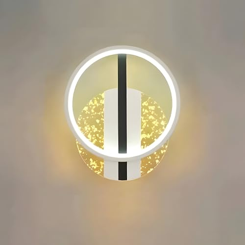 ZTWLEED LED-vägglampa för inomhusbruk, 24 W, 2600LM, modern vägglampa, 3 ljusfärger 3 000/4 000/6 000K, vit rund väggbelysning för sovrum vardagsrum, hall, trappa Φ 24 x 19 cm, 220 V