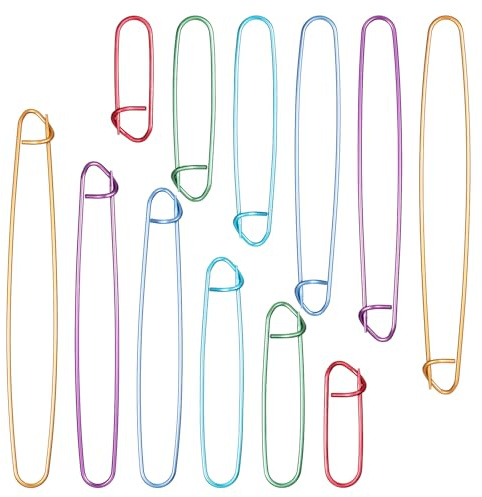 12PCS Knitting Stitch Holder, 6 Sizes Aluminum Yarn Stitch Holder, Colorful Stitch-Markers for Crocheting, Versatile Practical Knitting-Crochet Tools for Knitting, Sewing and Crocheting