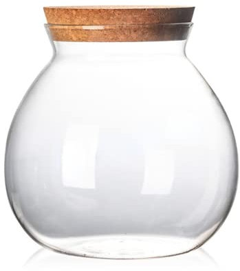 ericotry 1 bocal rond vide en verre avec bouchon en liège, récipient de stockage alimentaire en verre écologique, petite boule de mousse, boîte à faire soi-même pour thé, café, épices, bonbons,