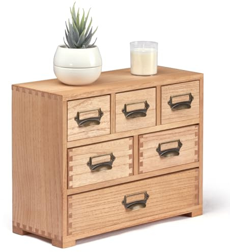 KIRIGEN Boîte de rangement en bois massif - Organisateur de bureau, tiroir multifonctionnel pour la maison et le bureau, grande capacité 3 étages Couleur naturelle