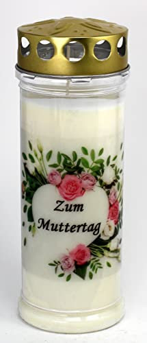 Kerzen Junglas - Grabkerze Muttertag mit 7 Tagen Brenndauer, (3793), schöne Grablichter mit Motiv, Grabkerzen mit Deckel, Grabschmuck wetterfest, Trauerkerzen mit Spruch, Friedhofskerzen