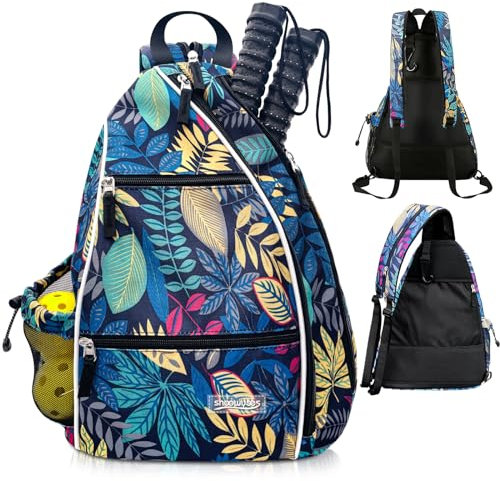 shoowyees Pickleball Tennistasche Rucksack für Männer und Frauen – Sport Reversible Crossbody Franklin Pickle Ball Tennis Racquetball Badminton Reise Sling Bag
