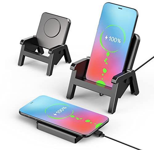 Olycism 15W Chargeur sans Fil avec Support de Bureau Amovible Compatible avec iPhone 14 13 12 11 Pro Max/Mini/XS/XR Samsung Galaxy Z Flip 4/3/2/S22/S22+/S22/Ultra/Note 20/Note 10