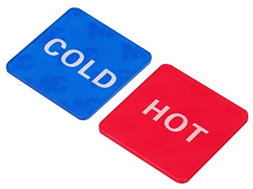 PATIKIL Auto Adesivo Caldo/Freddo Acqua Etichetta, 4 Coppie/8pz Acrilico Quadrato Adesivo Segnaletica per Rubinetti Lavelli, Rosso/Blu