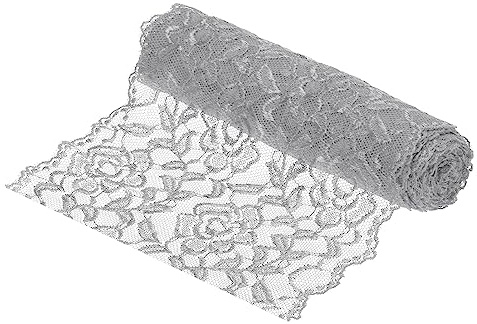 MECCANIXITY 7 Inch Wide 5 Yard Lace Ribbon Floral Pattern Gray Lace Trim Ribbon for Sewing Making, and DIY Crafts, Gift Wrapping, Bouquets, Wedding Decor