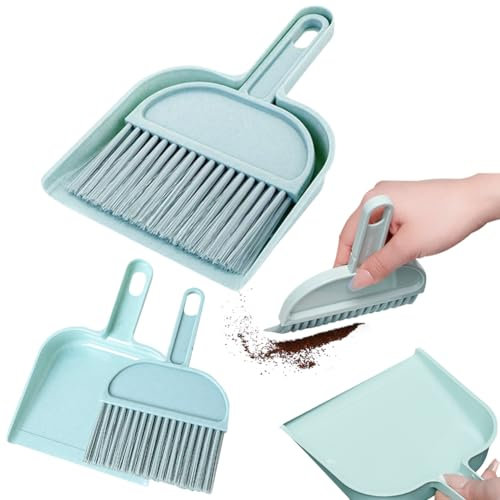Mini Escoba y Recogedor Juego Escoba y Recogedor De Plastico Mini Cepillo De Limpieza De Escritorio Barredora De Migas Juego Cepillos Mesa Portátil Para Oficina, Hogar, Mesa, Cajón, Teclado 20.6*14.6C