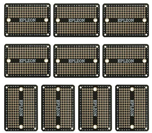 EPLZON Prototype Board Lötbares Breadboard Doppelseitig Leiterplatte PCB Circuit Board zum Schweißen von,DIY elektronische Artikel,Schwarz(Packung mit 10 Stück)