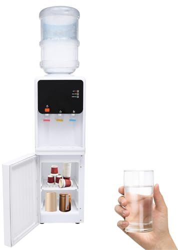 Dispenser per acqua calda e fredda, con spazio di archiviazione per ambienti commerciali come uffici, case palestre