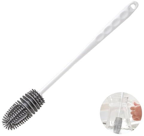Flaschenbürste Lang, Flaschenbürste Silikon, Flaschenbürsten, Bottle Cleaning Brush, Flasche Flaschenreiniger, Für Schmale Halsbehälter,Sportflasche Glaswaren (Weiß)