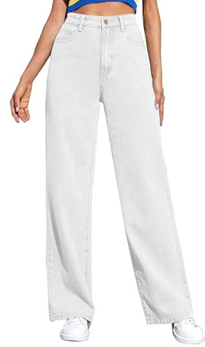 tagesangebote Heute Jeans Damen Baggy Geradem Bein Jeans Damen Weites Bein Jeanshose mit Taschen Hohe Taille Boyfriend Y2K Jeans Hosen Denim Hose Damen Jeans high Waist