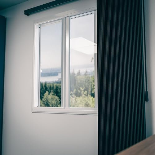 Amig - Moustiquaire coulissante pour fenêtres | Aluminium blanc et maille en fibre de verre grise | Ajustable et découpable | Installation rapide sur le cadre de la fenêtre | 70 x 130 cm