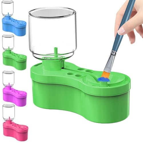 Universal Crafts Paint Brush Cleaner Rinse Cup, 2025 New Multi-Purpose Paint Brush Cleaner, Tool With 4-Hole Brush Holder And Auto Drain System, Suitable For Watercolor And Oil Painting (green)