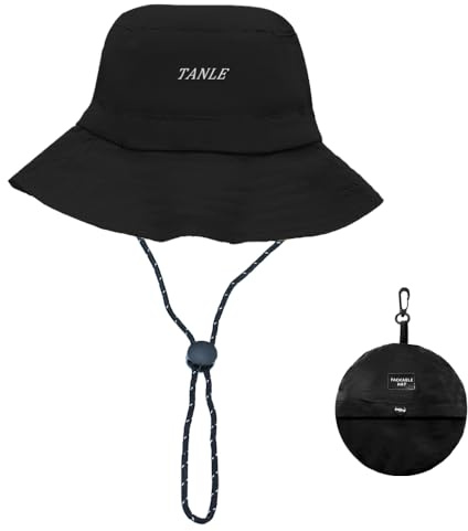 Cappello da Pescatore Idrorepellente Uomo/Donna |Cappello Solare(UPF 50+) Pieghevole, Compatto e ad Asciugatura Rapida, per Trekking, Pesca,Nero