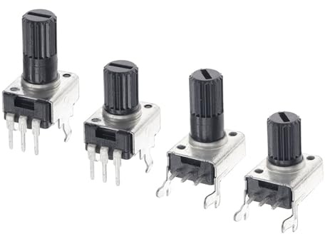 RV09 3-stifts potentiometer med justerbart motstånd, 15/20 mm axel, 1 kΩ, 2kΩ, 5 kΩ, 10 kΩ, 20 kΩ, 50 kΩ, 100 kΩ, 0932, 10 st (horisontell 15 mm, 50-79 st)