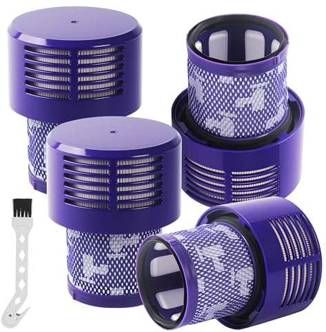 4er Pack Filter mit Reinigungsbürste, Geeignet für Dyson V10, Cyclone Series, Absolute, V10 Animal, V10 Total Clean, SV12,Waschbar Ersatzfilter Zubehör
