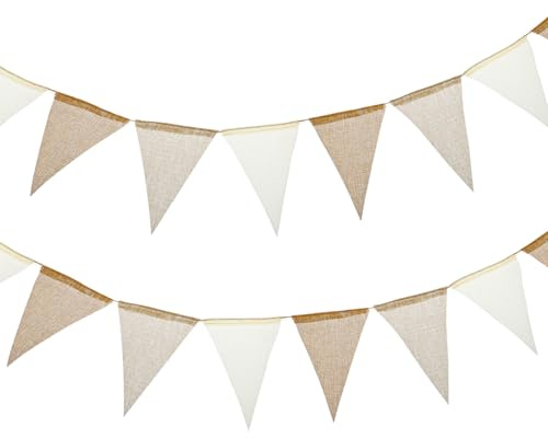 Elegaperma 8M Hessian Bunting, Burlap Bunting Fabric Bunting, Boho Bunting Fabric Garlands Easily Hang Decoration, for Weddings, Birthdays, Festivals, Camping Parties, Boho Parties