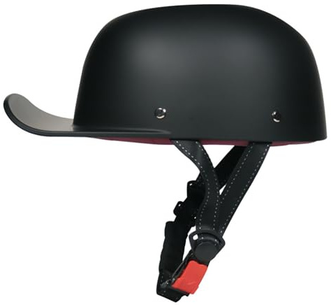 Casco Da Motociclista Con Mezza Calotta Berretto Da Baseball Vintage Casco Da Scooter Per Ciclomotore E Cruiser Per Uomini E Donne Adulti Visiera Retrò Estesa Omologato ECE/DOT 11,L(57-58CM)