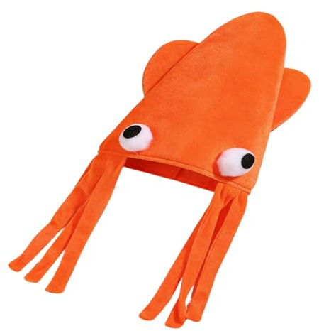 Gorros Divertidos para Niños | Disfraz de Calamar de Felpa Transpirable | Gorros de Animales Marinos para | para Adultos, Niños y Niñas, , Actuaciones en Escenario, Halloween, Navidad, Cumpleaños