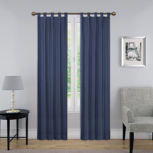 Pairs to Go Montana Modern Decorative Tab Top Window Curtains for Bedroom or Living Room (2 Panels), 30 x 84, Indigo