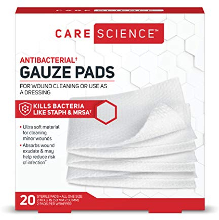 Care Science Sterile Gauze Pads, 20 ct, 2 X 2 | for Cleaning or Covering Wounds as Wound Dressing, Helps Prevent Infection