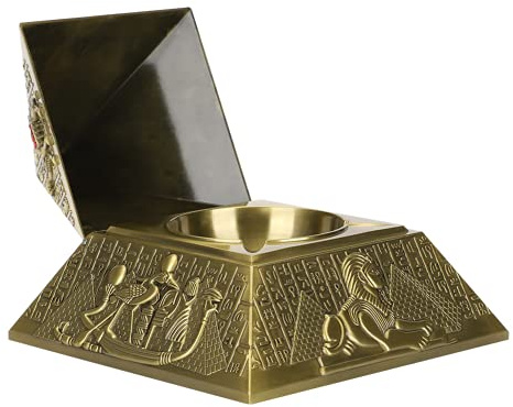 Ashtray, Egyptian-Pharaoh-Pyramid-Shape Smokeless Ashtray with Lid Standing Ashtray Cigarette Ashtray for Bedroom Home Living Room Office(Bronze)