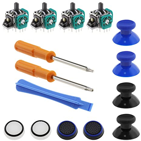 The Lord of the Tools Set of 15 Game Console Controller Repair Kit Compatible with Xbox One Controller 3D Analog Joystick Module & Thumbstick & Silicone Cap & Installation Tool