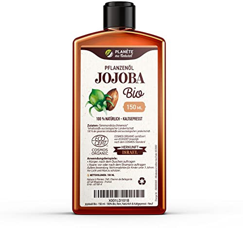 Jojobaöl Bio 150 ml - 100% Bio, Rein, Natürlich & Kaltgepresst, Haare und Nägel, Gesichtsöl und Körperöl, Vegan & Hexanfrei