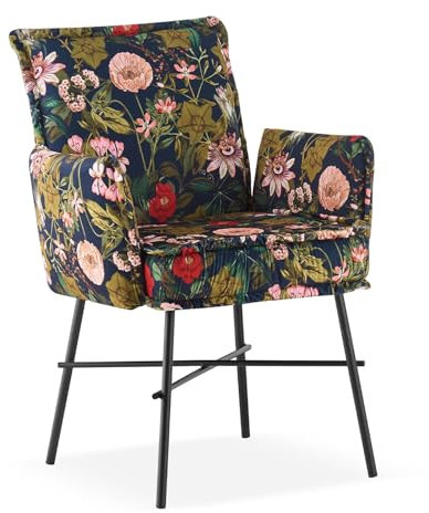 B&D home Esszimmerstuhl JÜRGEN, Schreibtischstuhl Polsterstuhl Loungesessel für Esszimmer, Wohnzimmer, Büro, Industrial modern elegant Design, Blumen Optik, 11129-PETR-1