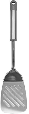 Fackelmann Mode Schlitzwender, Edelstahl-Funktionskopf und Griff, Küchen-Kochspatel, Burger-Flipper, Kochen, Abtropfen und Braten, Grillutensilien, Fischscheibe, 35 cm, Grau