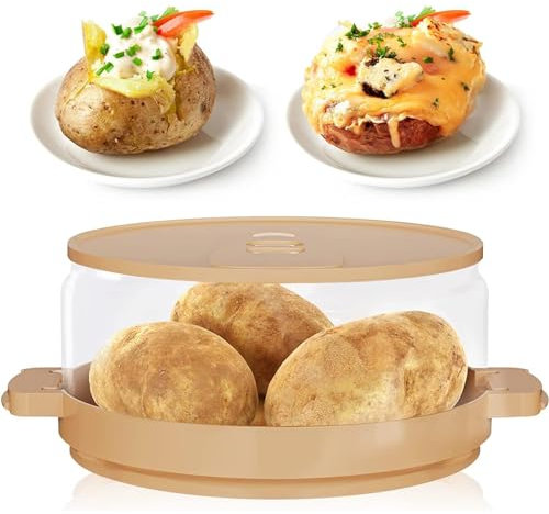 Kartoffel Dampfgarer Topf Mikrowelle, Transparent Mikrowellengeschirr mit Deckel Und Griffe, Spülmaschinenfest Eierkocher Mikrowelle, Küchengeräte für Zarte Kartoffeln Schnell Kochend