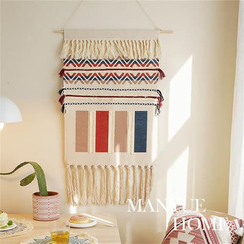 FMIYJUN Arazzo in tessuto macramè da appendere alla parete, 50 x 85 cm, stile bohémien, stampato, per appartamento, dormitorio, casa, camera da letto