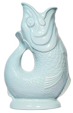 The Original Gluggle Jug - Eau de Nil Gluggle Jug in XL, 28cm 1.4L - Fish Shaped Jug - Decorative Glugging Water, Cocktail, Wine & Gin Pitcher, Decanter or Vase - Hand Made in Britain (Eau, XL)