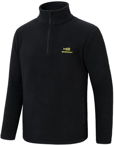 Bassdash Giacca da uomo con zip a un quarto di peso medio Pullover in pile polare Felpa da esterno calda e traspirante a maniche lunghe
