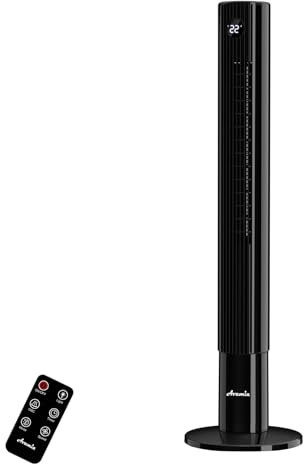 Avamia Ventilateurs Colonne sans Pales, Oscillation 85°, Écran LED Tactile, Minuterie 12h, Télécommande, 3 Vitesses, 3 Modes, Silencieux, 43 Pouces pour Salon Bureau et Chambre