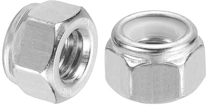 sourcing map Lot de 5 écrous de verrouillage hexagonaux en nylon 5/16-18, en acier inoxydable 304 autobloquant en nylon pour fixations de construction industrielle, argent et blanc