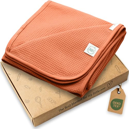Jubi® Couverture Bébé Été 70x100 cm 100% Coton – légère et Respirante – Couverture bébé Douce pour Poussette et lit – certifiée Oeko-Tex – Cadeau Naissance