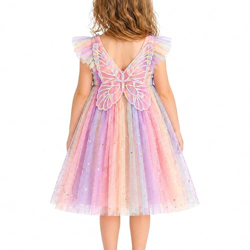 TootyTots Flicka långärmad tyllklänning, tutu prinsessklänning för flickor, festklänning för födelsedagsfest, julfest & som blomsterflicksklänning, mjuk ventilerande barnklänning