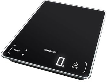 Soehnle Page Profi 100, digitale Küchenwaage, schwarz, Gewicht bis zu 15 kg (1-g-genau), Haushaltswaage mit Sensor-Touch, elektronische Waage inkl. Batterien, leuchtende LED-Anzeige