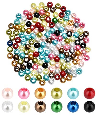 NBEADS 500 g / 780 Stück Elfenbeinfarbene ABS-Kunstperlen, großes Loch Perlen, Leder Kumihimo European Crafts, acryl