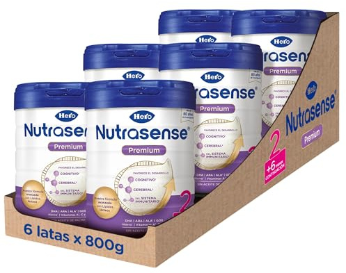 Hero Baby - Nutrasense Premium 2, Para bebés desde 6 meses, Nutrientes Científicamente Probados, Refuerza Defensas y Ayuda al desarrollo - Sin Aceite de Palma, Pack de 6 x 800 gr