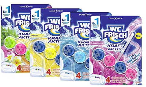 WC-Frisch Kraft Aktiv Ausprobier-Set Duftspüler, 4 verschiedene Düfte 50 g (4 x 1er Pack)