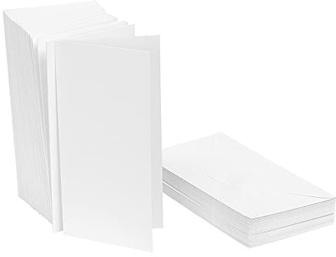 Ideen mit Herz Klappkarten-Set blanko | Faltkarten mit Umschlag | 50 Karten & 50 Umschläge | Karten zum Selbstgestalten (Kartengröße 10,5 x 21 cm | DIN lang)