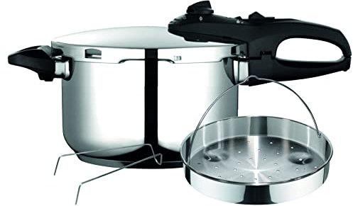 Fagor Duo Olla a Presión 4 Litros, Inducción, Express Super Rápida, Acero Inox. 18/10, Todo Tipo Cocinas, Fondo Termo Difusor, 2 Niveles de Presión, 5 Sistemas de Seguridad, Incluye Cestillo