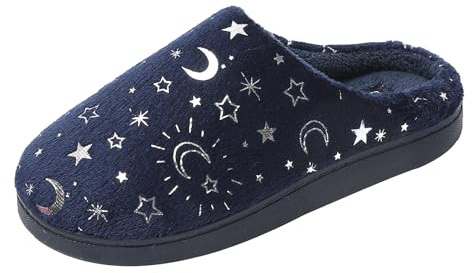 JOMIX Pantofole Donna Invernali Comode Ciabatte Ragazza Pelose Calde Ciabatte Donna Invernali da Casa Memory Foam Morbide MD7222 (Blu Navy, 39)