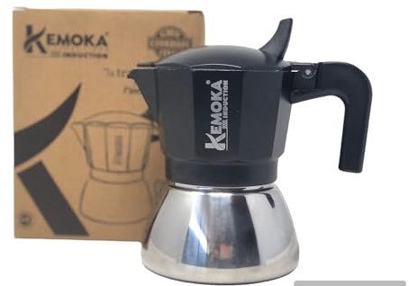 GMD COOKWARE ITALY CAFFETTIERA INDUZIONE KEMOKA 3 TAZZE - ADATTA AI PIANI INDUZIONE - BICOLORE - MACCHINA DA CAFFE'