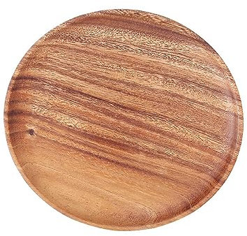 Guangcailun Assiette à dîner Durable Large Facile à Nettoyer Repas de Tous Les Jours Vaisselle en Bois Table à Dessert en Bois Plateau de Service Assiette à collation, 20cm